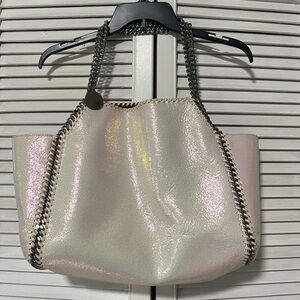 Stella McCartney White Iridescent Faux-Leather Reversible Tote
